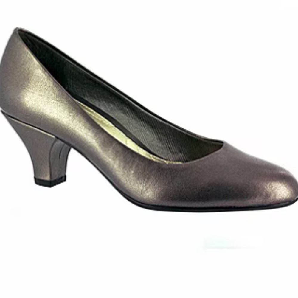 Easy Street Womens Fabulous Cone Heel Pumps, Color- Pewter, Size 8.5N